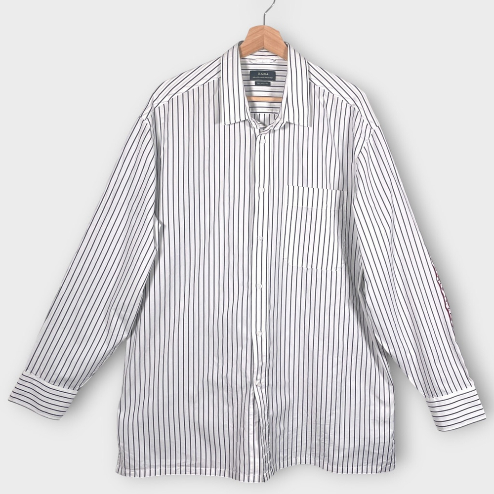 Zara Relaxed Fit Shirt Mens LARGE Slogan "Enjoy While It Lasts" Casual City EUC